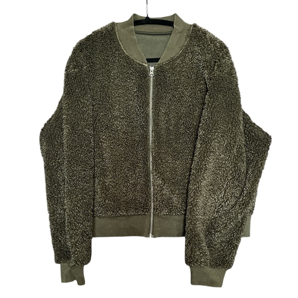 Uniqlo Green Sherpa-Lined Zip-Up Sweater – Cozy & Warm size XL